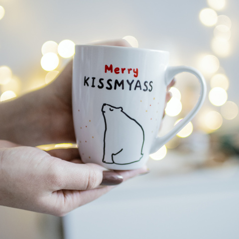 kubek merry kissmyass, zabawny kubek na święta